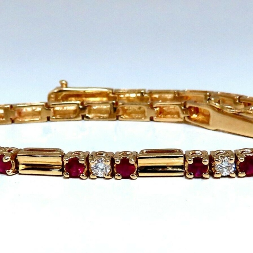 .80ct Natural Ruby .33ct Diamonds Vintage Bracelet